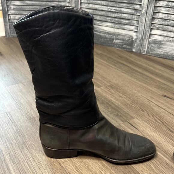 Vintage 1960s Womens MOD Stitched Leather Boots Size 9.5 - Picture 4 of 7